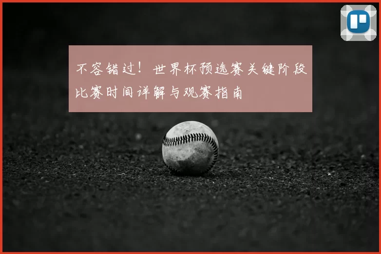 不容错过!世界杯预选赛关键阶段比赛时间详解与观赛指南